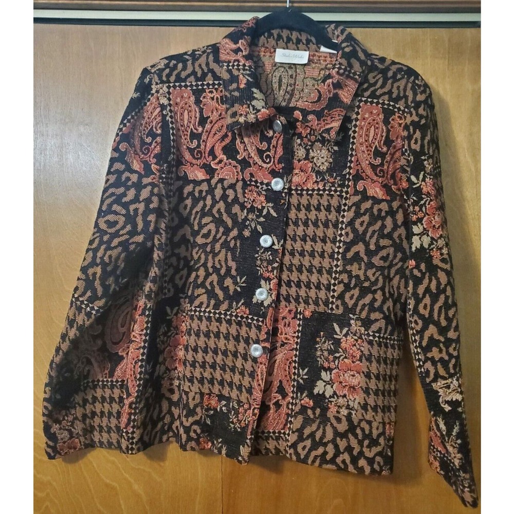 Women's Studio Works Geometric/Floral Print Size M Fall/Winter Dressy Jacket